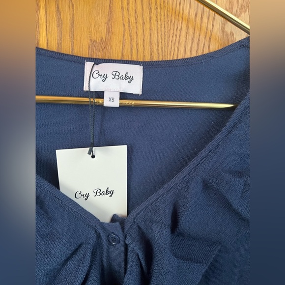 NWT Cry Baby Selena Button Down Sweater Ruffle Cardigan XS - Picture 4 of 7